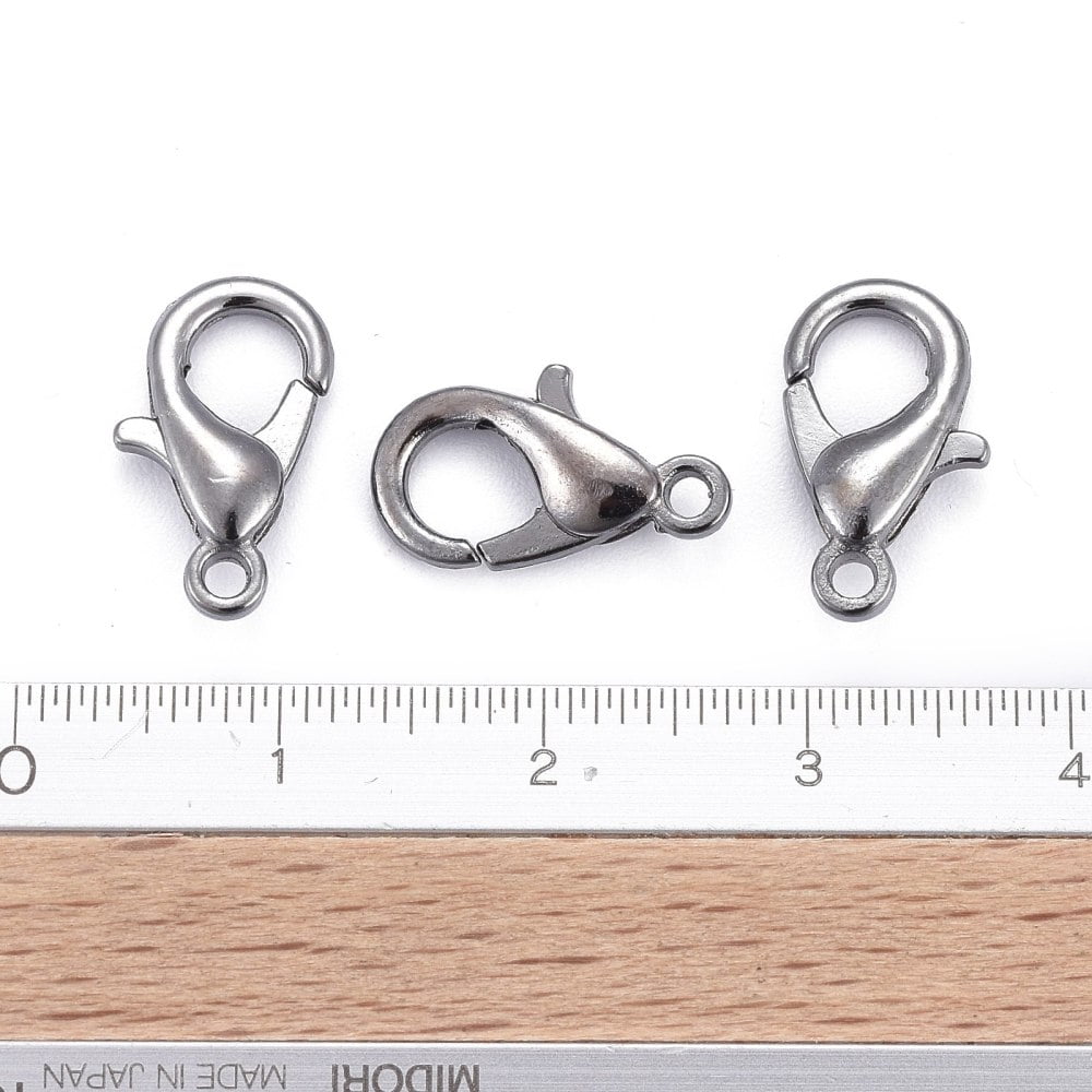 1000pcs Zinc Alloy Lobster Claw Clasps Parrot Trigger Clasps Cadmium Free & Lead Free Gunmetal 14x8mm Hole: 1.8mm