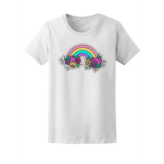Cute Colorful Floral Rainbow T-Shirt Women -Image by Shutterstock, Female Large