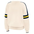 thumbnail image 3 of Women's WEAR by Erin Andrews  Cream Michigan Wolverines Chenille Woven Patch Stripe Pullover Sweater, 3 of 4