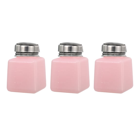 3pcs 3.4 Oz/100ml Alcohol Push Down Pump Dispenser Bottle Press Liquid Empty Container, Pink
