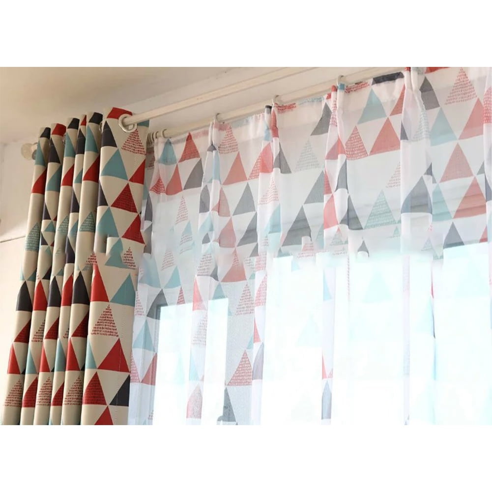 1PC Modern Geometric Triangle Printing Window Curtain Panel for Living
