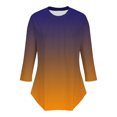 thumbnail image 4 of Jalioing Women's Blouses Crew Neck Pleated Front Casual Tunic Tops 3/4 Sleeve Gradient Fashion Summer Shirts, 4 of 5