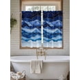thumbnail image 7 of Tier Curtains 45 Inches Long, Navy Blue Ombre Window Treatment Curtain Drapes, Modern Moire Abstract Art Luxury Window Half Privacy Curtains for Bedroom Bathroom, 42"x45", 2 Panels, 7 of 7