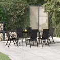 thumbnail image 1 of vidaXL 7 Piece Garden Dining Set Black Poly Rattan, 1 of 5