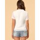 thumbnail image 3 of INSPIRE CHIC Blusa Informal Con Cuello En V Y Manga Corta Para Mujer Con Puntos Suizos Semitransparentes Blanco M, 3 of 6