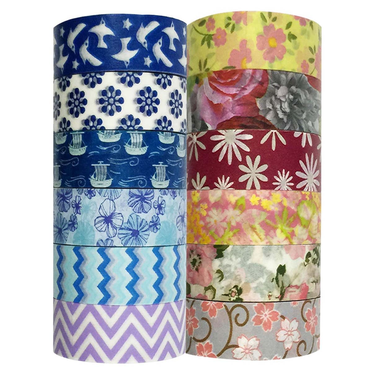 Wrapables® Washi Tapes Decorative Masking Tapes, Set of 12, ADSET33