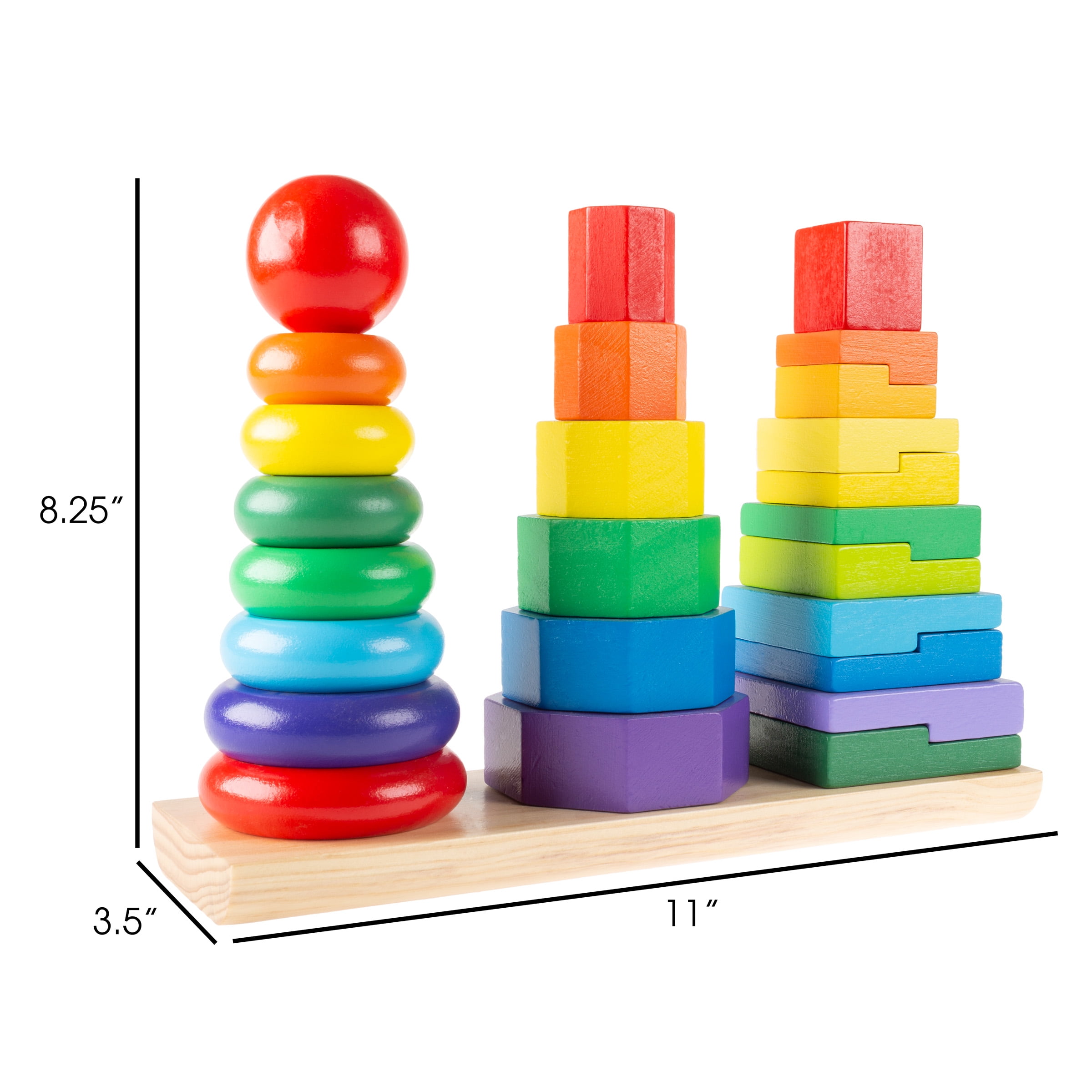 WOODEN TOYS RAINBOW STACKER Montessori Waldorf Stacking Game Learning Toy Creative Educational Toys for Kids Baby Toddlers Nesting Puzzle Building Blocks Stacking & Nesting Rainbow Tunnel Stacker Toy