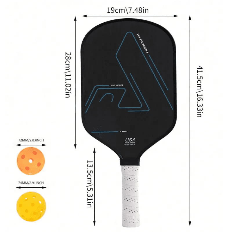 USAPA Approved Black T700 Carbon Fiber 16mm Polypropylene Honeycomb Core Rough Surface Pickleball Paddle
