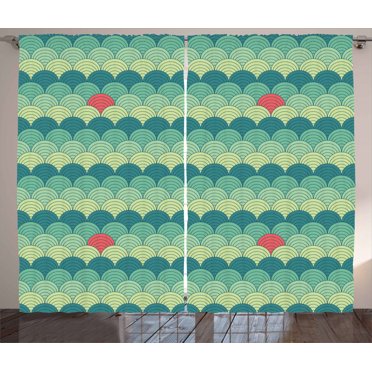 Ambesonne Abstract Curtains 2 Panel Set, Half Circles Spirals, 108" x 108", Multicolor