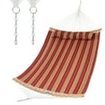 thumbnail image 1 of Costway Hammock w/ Pillow Curved Bamboo Spreader Bar Chain Portable Indoor Outdoor Red, 1 of 10