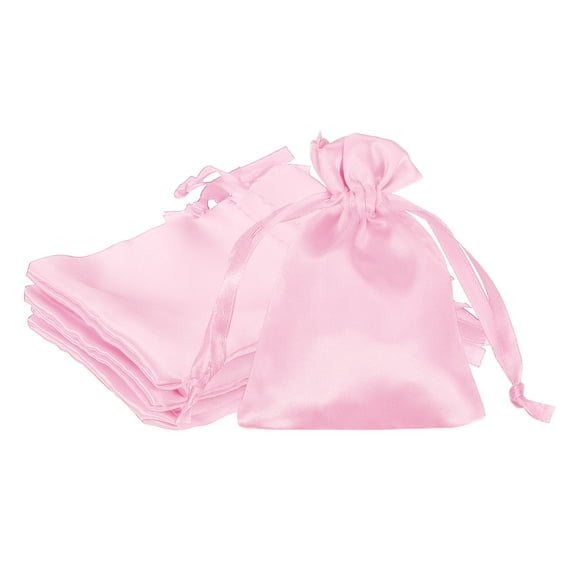 Uxcell 3 x 4 Inch Satin Bags with Drawstring, Gift Bags for Jewelry Candy Christmas Party 6 Pcs Pink