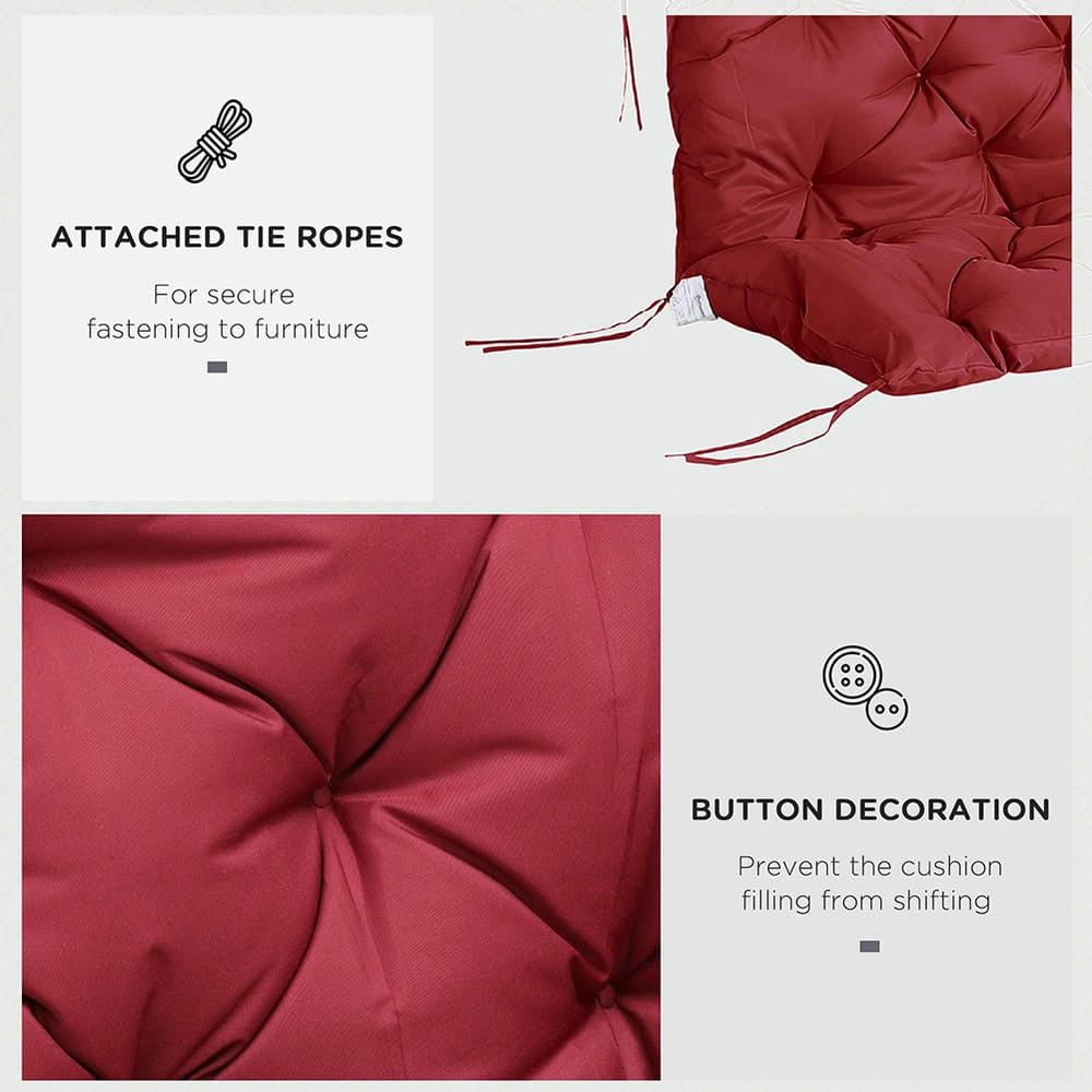 Topcobe 59" x 38" Tufted Bench Cushion for Outdoor Furniture, 3-Seater Replacement for Swing Chair, Patio Sofa/Couch, Patio Cushions for Outdoor Backyard Garden Porch, Wine Red
