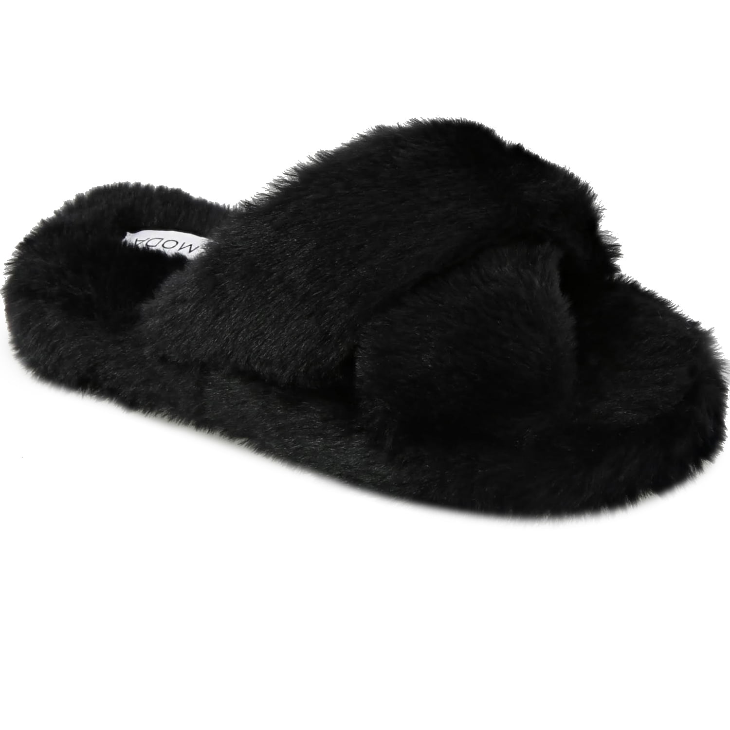 Snj Womens Comfortable Platform Faux Soft Fur Cross Low Heel Sandal Slipper 4434