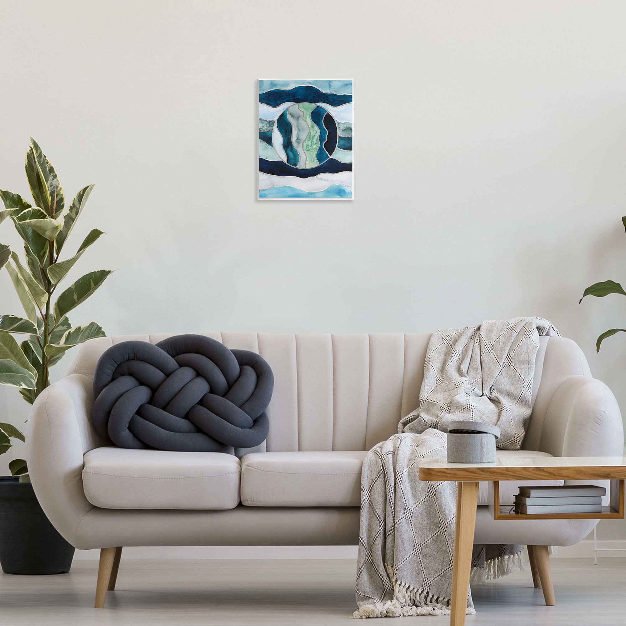 Stupell Industries Rotated Circle on Waves Abstract Painting Unframed Art Print Wall Art, 11 x 14