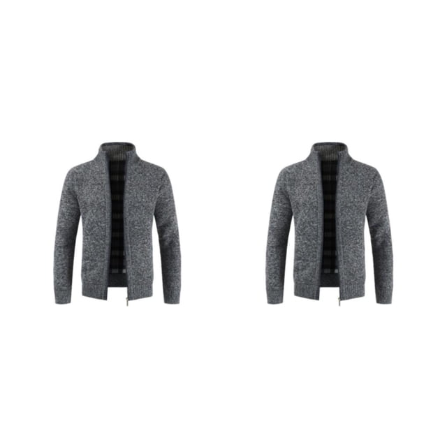 relayinert Stay Warm And Comfortable Knitted Sweater Cardigan Multiple Sizes Available Knitted Sweater For Men dark grey M 2Set