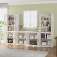 thumbnail image 3 of RichYa Kitchen Pantry Cabinet Set of 4,111" W Buffet Sideboard Coffee Bar with Glass Door Hutch,Modular Storage Cabinets with Display Shelves for Dining Room,White(BGGB), 3 of 10