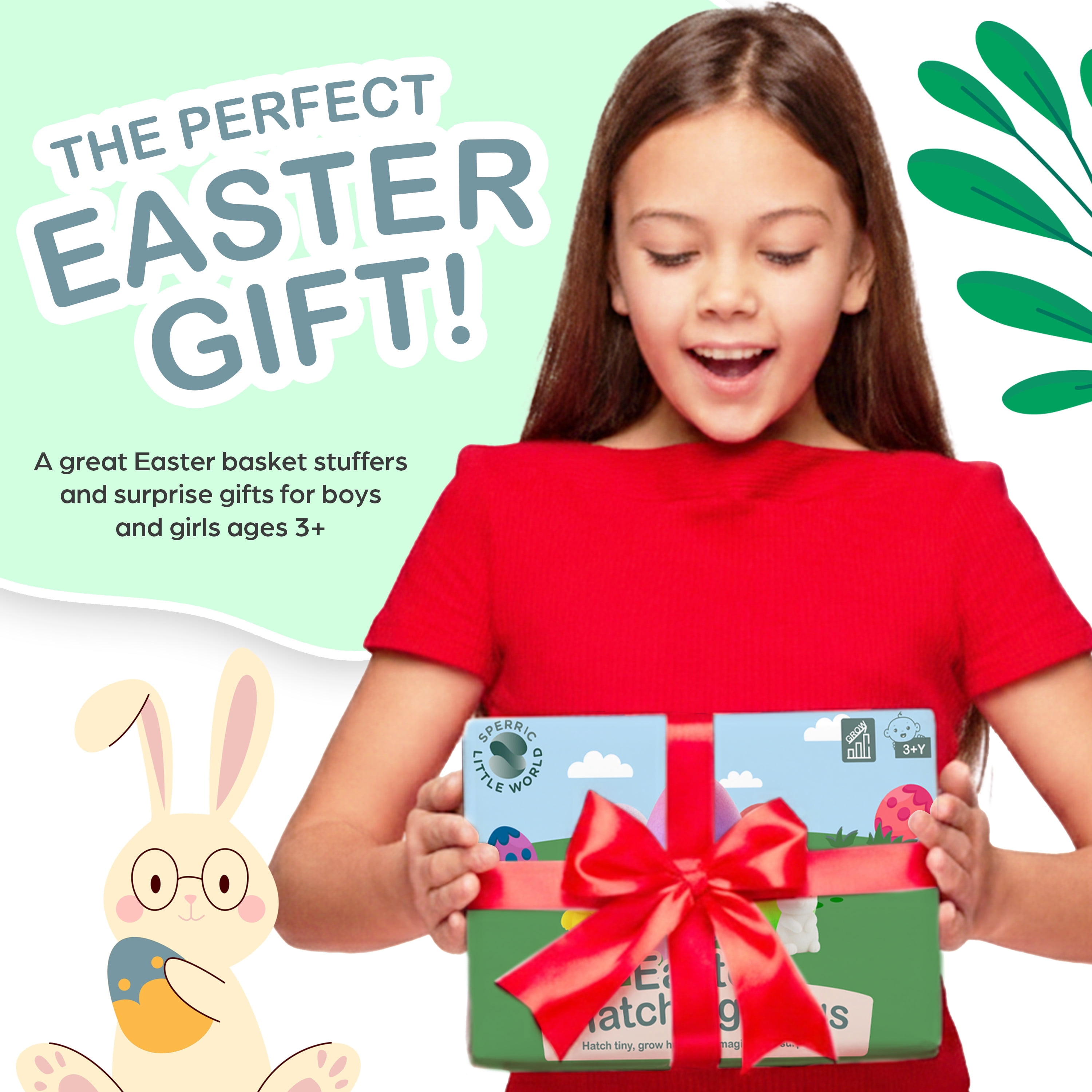 Easter Basket Stuffer Toys Set, Cuddly Easter Plush Bunny Holding Carrot with 6pc Water-Activated Surprise Unicorn Hatching Eggs, Easter Gift for Kids