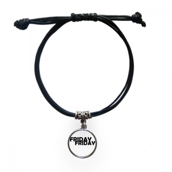 Stylish Characters Friday Bracelet Leather Rope Wristband Black Jewelry