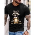 thumbnail image 2 of Camiseta de manga corta para hombre, estilo casual, con cuello redondo y estampado de mapache de dibujos animados., 2 of 8