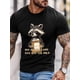 thumbnail image 2 of Camiseta de manga corta para hombre, estilo casual, con cuello redondo y estampado de mapache de dibujos animados., 2 of 8