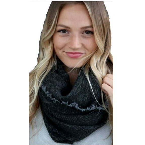 Panache Accessories Infinity Scarf Circle Scarves Fringe Edge 30"x27" Charcoal