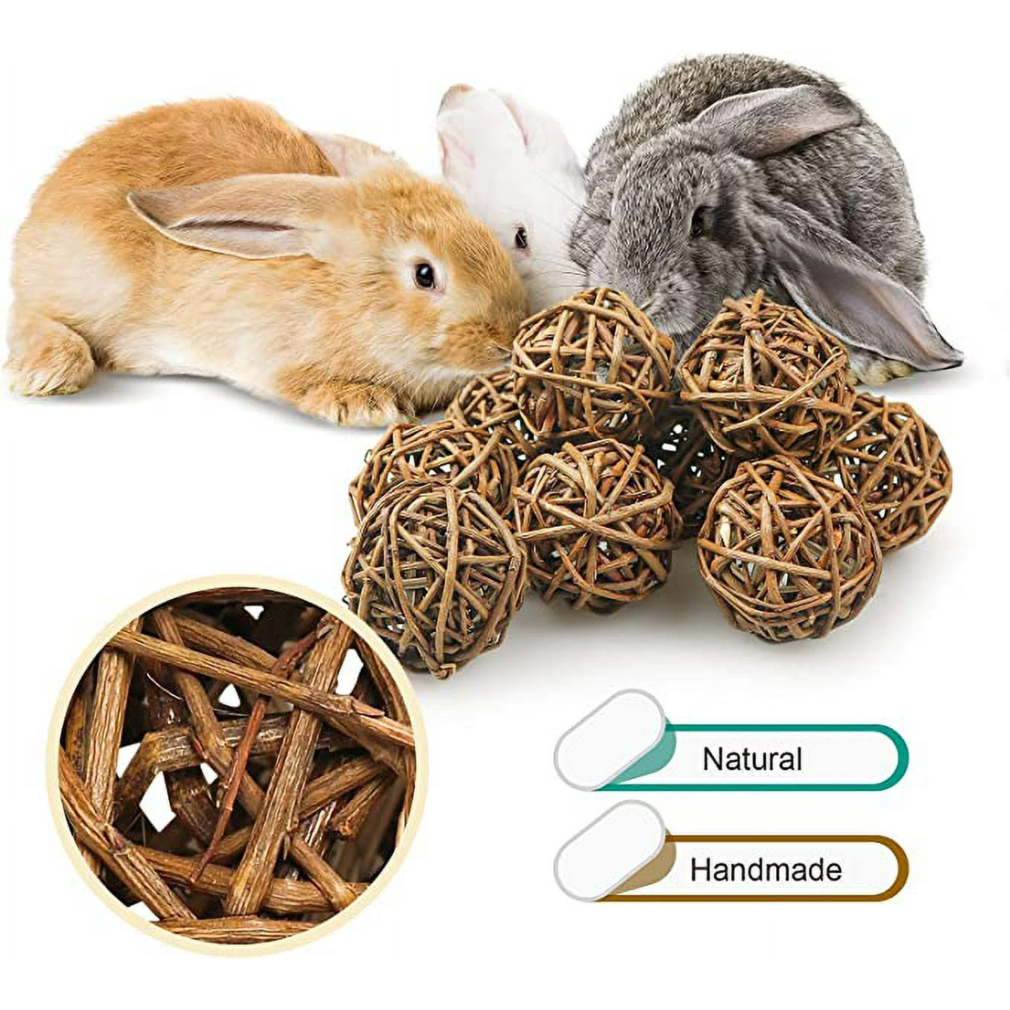 9 PCS Natural Willow Branch Ball for Small Animals Rabbit Chew Toys Guinea Pig Boredom Breaker Activity Toy Bird Chew Toy for Rabbits Chinchilla Hamsters Gerbils Guinea Pigs Parrot Bird Walmart