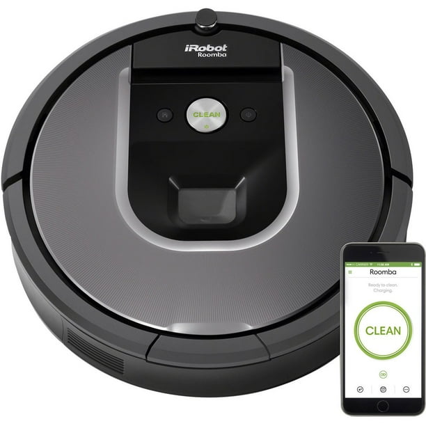iRobot Roomba 960 Robot Aspirateur- Wi-Fi Connecté Cartographie, Fonctionne avec Alexa, Idéal pour les Poils d'Animaux, Tapis, Sols Durs, Noir