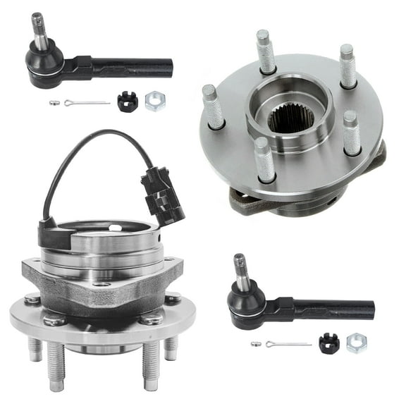 Detroit Axle - Front 4pc Wheel Bearing Hubs Kit for 2004-2012 Chevrolet Malibu, 2005-2010 Pontiac G6, 2007-2009 Saturn Aura, 2 Wheel Bearing & Hubs 2 Outer Tie Rod Ends 2006 2008 2011 Replacement