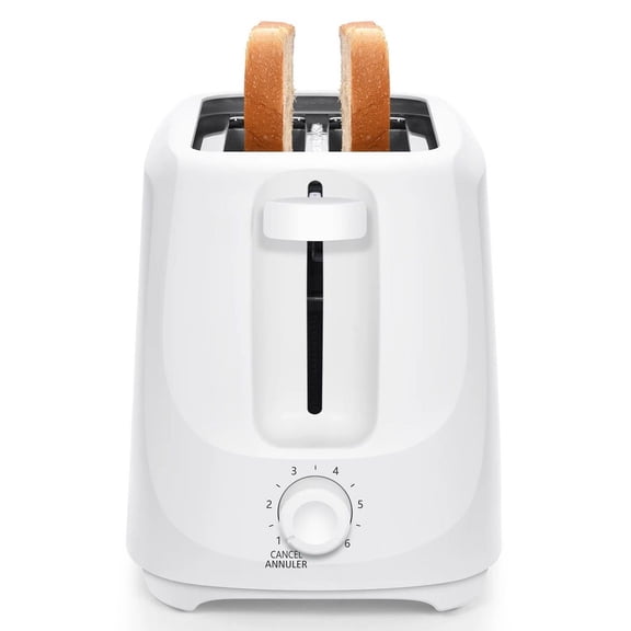 Mainstays 2-Slice Toaster with 6 Shade Settings and Removable Crumb Tray, Arctic White