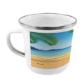 thumbnail image 2 of Beach Steel Camping Mug, Tropical Beach Pattern with Starfish Ocean Palm Trees and Sun Rays Romantic Tourism, Printed Thermal Cup for Camping and Outdoor Activities, by Ambesonne, 2 of 2