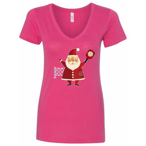 Inktastic Christmas Pickleball Santa Women's V-Neck T-Shirt