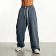 thumbnail image 4 of SAWOBUUN Men's Solid Sweatpants Wide Leg Elastic Waist Drawstring Casual Relaxed Fit Loose Pants, 4 of 5