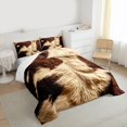 thumbnail image 3 of Homewish Cattle Hide Pattern Queen Comforter Set,Western Rustic Farmhouse Bedding Sets,Brown Beige Bedding Comforter Set For Adult,Super Cozy Room Decor,3-Piece, 3 of 8