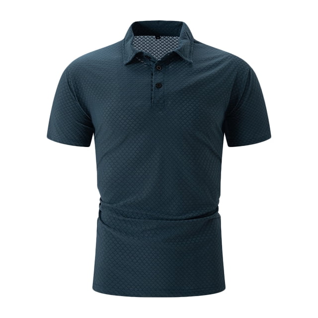 ylioge Mens Short Sleeve Golf T Shirts Lightweight Athletic Workout Pullover Tees Tops Button Collared Solid Color Breathable Textured Tshirts
