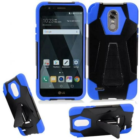 Lg Volt Phone Boost Mobile Cases Phone Case for Boost LG Stylo 3 / Stylo3 4g LTE Virgin Mobile LS777 (Wide Stand Black-Blue Corner) ()