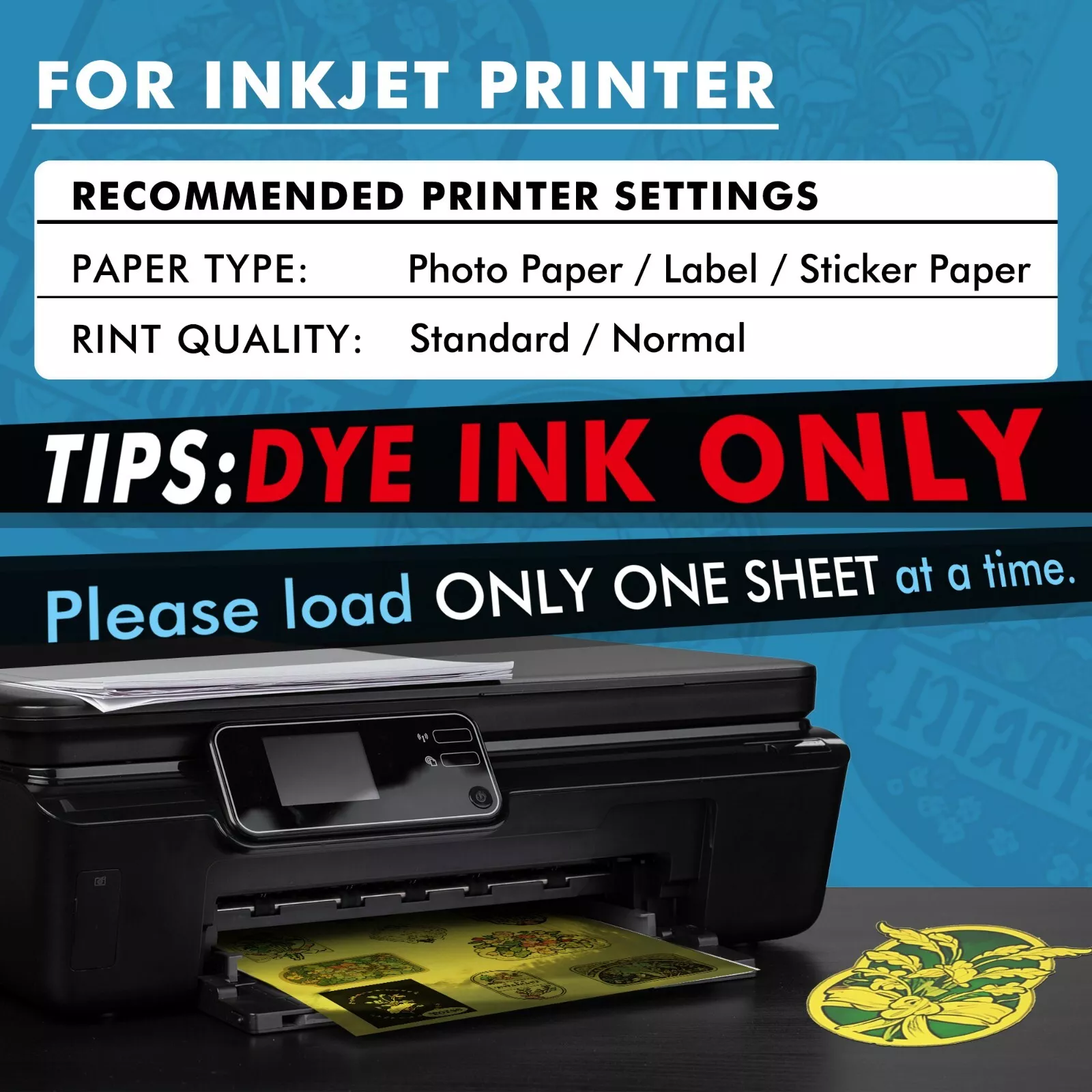 Koala Foil Gold Printable Vinyl Sticker Paper for Inkjet + Laser Printers, 60 Sheets 8.5x11 Waterproof, Durable, Shiny