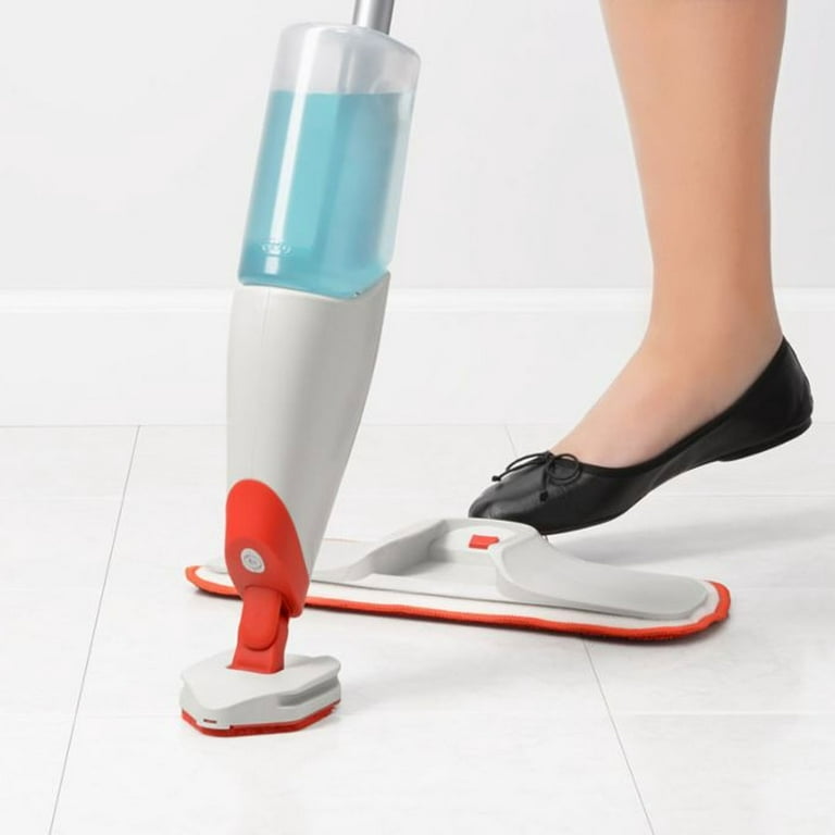 OXO Good Grips Microfiber Refillable Wet Floor Spray Mop with Slide Out  Scrubber 