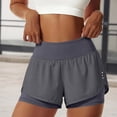 thumbnail image 4 of COMVALUE Women's Running Shorts with Zipper Pocket 2 in 1 High Wasited Workout Athletic Gym Yoga Spandex Shorts for Women Dark Gray XL, 4 of 7