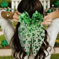 thumbnail image 4 of St. Patrick's Day Green and White Shamrock Print Hair Bow, st patricks day bows for hair, 1 Piece, 4 of 6