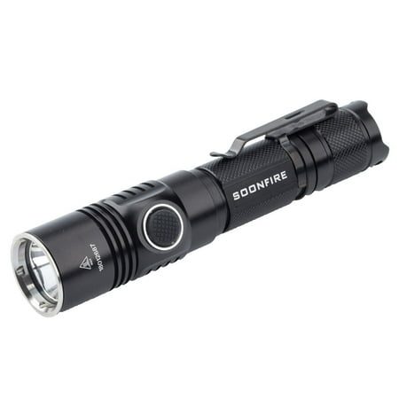 Cree XP-L LED 1050 Lumens Tactical Flashlight,Soonfire DS30 USB Rechargeable Waterproof Flashlight With Battery Beam Distance 335 Meters (Small)