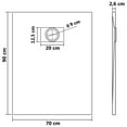thumbnail image 4 of vidaXL Plateau de Base de Douche SMC Gris 90x70 cm, 4 of 5
