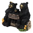 thumbnail image 3 of Papa Mama Black Bears and Cub Sitting On Log with Welcome Plank Sign Figurine, 3 of 9