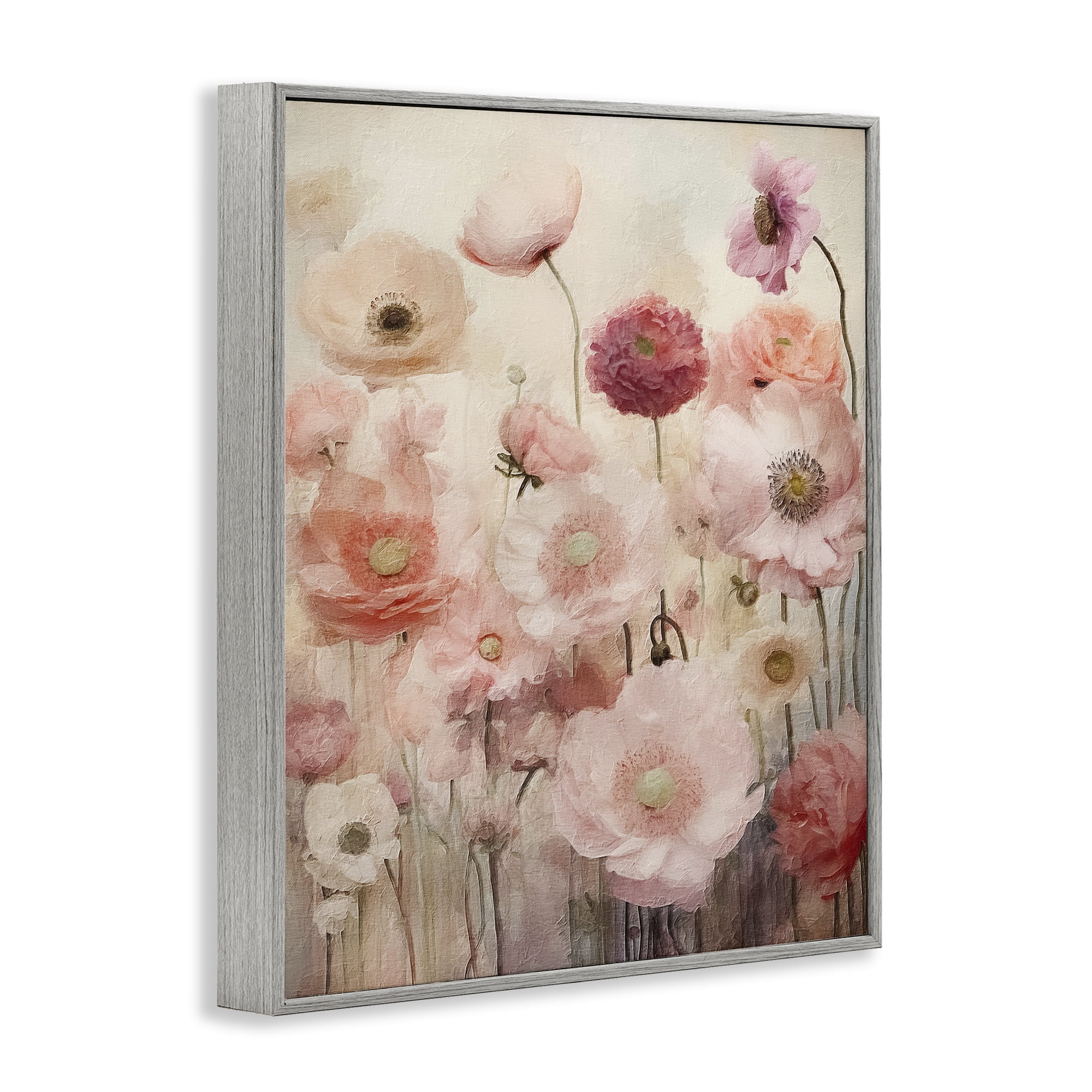 Stupell Industries Blush Flower Garden Botanical & Floral Painting Gray Framed Art Print Wall Art, 24 x 30