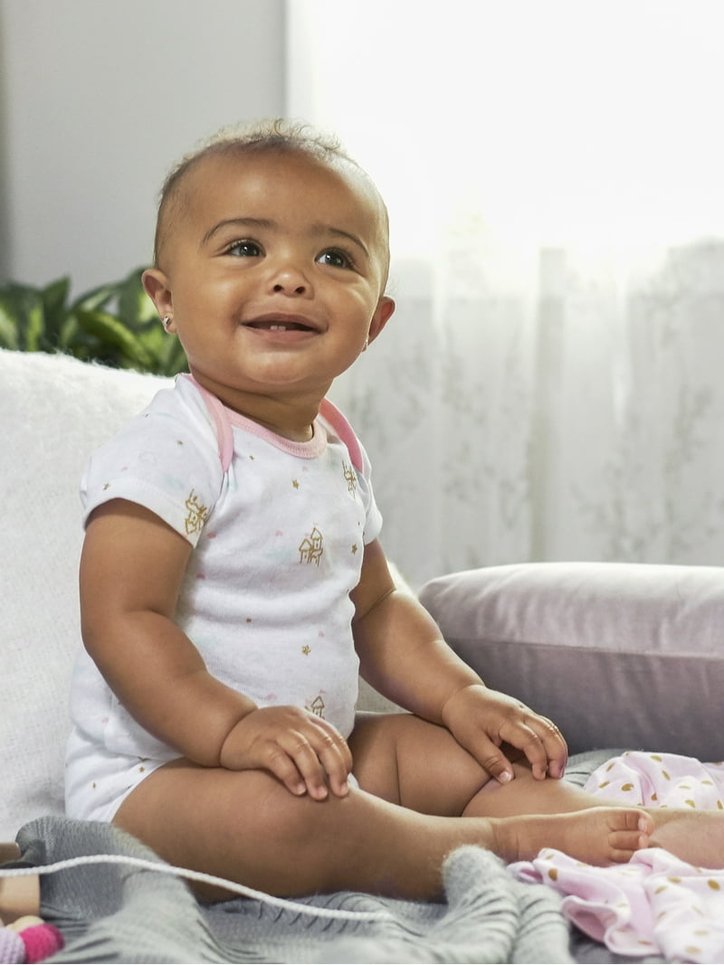 Gerber, Baby Girl Short Sleeves Onesies Bodysuits, 8-Pack, Cotton