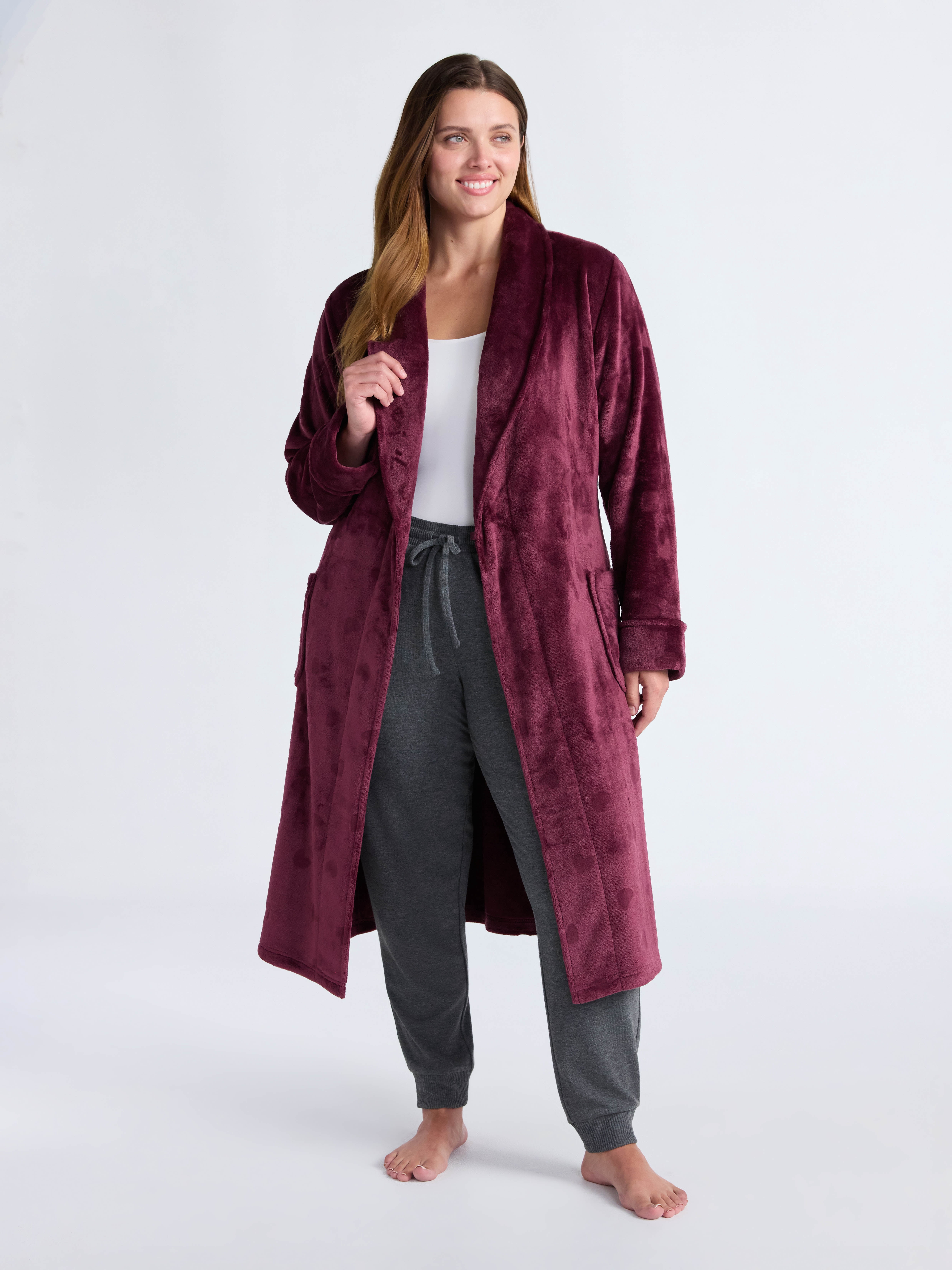 Joyspun Women's Plush Robe, Sizes S-3X