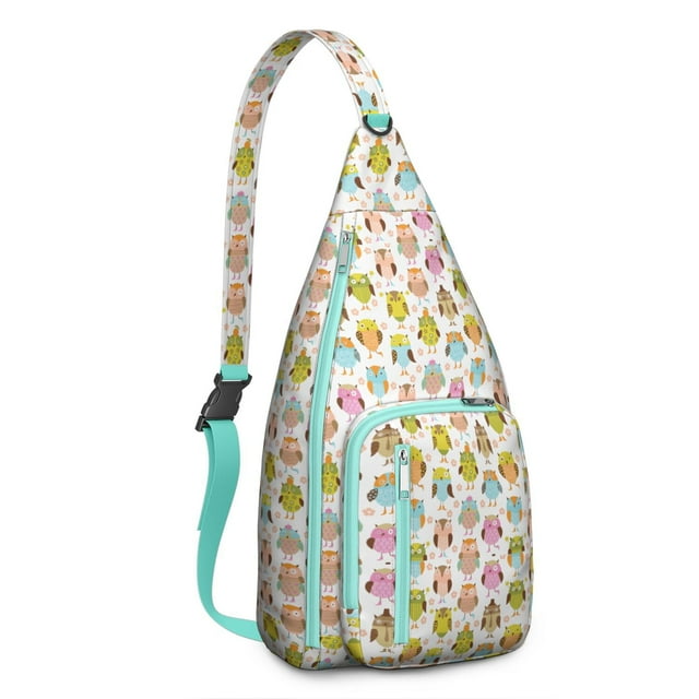 Owl Pattern Travel Sling Bag - Fashionable Crossbody Backpack with USB Charging Port, Perfect for Tech Essentials