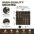 thumbnail image 5 of 10PCS Dark Brown Acacia Wood Interlocking Deck Tiles 12"x12" Checker Pattern   Weather Resistant Hardwood Outdoor Flooring for Patio  Balcony  Pool Side, 5 of 10