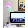 thumbnail image 2 of Isaac Jacobs Letrero de pared LED de 13 x 8,66 pulgadas con flor de rosa rosa neón con tallo verde para luz fría, arte de pared, decoración de dormitorio, accesorios para el hogar (ROSE), 2 of 5