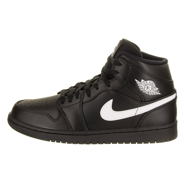 Nike 554724-049: Men Air Jordan 1 Mid Black/White/Black Sneakers