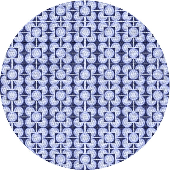 Ahgly Company Indoor Round Patterned Royal Blue Area Rugs, 6' Round